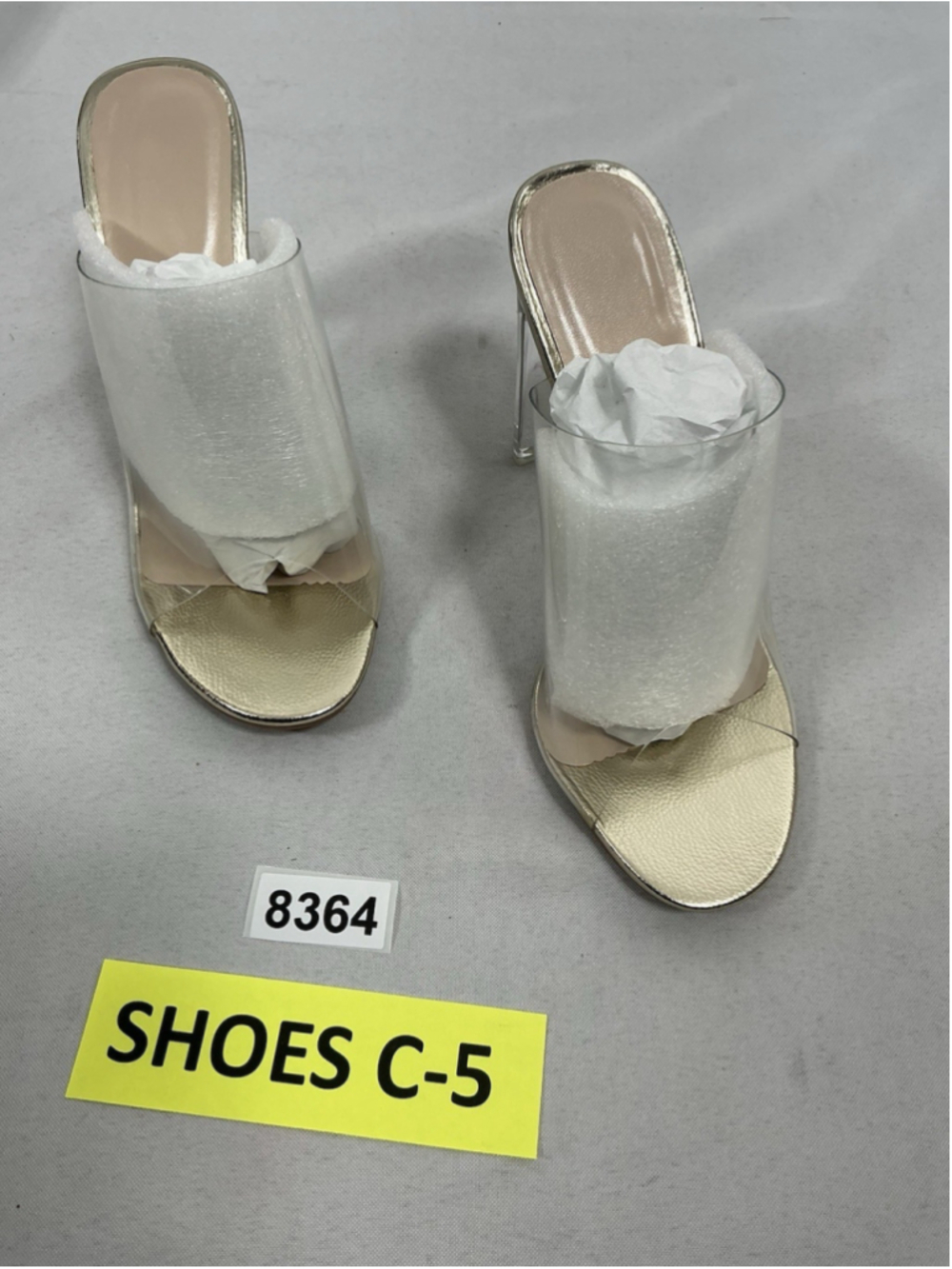 Womans New X2B Slipon High Heel Slide Sandals Size 7 Clear/gold